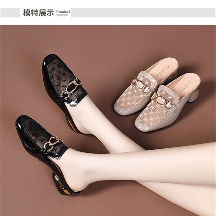 Red de malla plana, red de trawl frío, cabeza roja, zapatillas de mitad de zapatillas para mujeres verano 2023, nuevo verano, nuevos zapatos de mueller perezosos