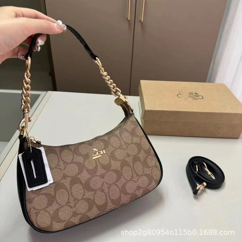 现货蔻家奥莱新款Teri时尚高级感单肩腋下女包复古印花链条麻将包|undefined