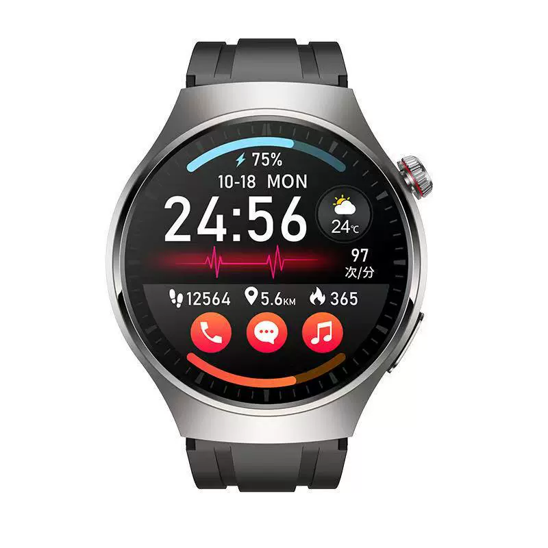 Imported Smart Bracelet Watch with SpO2 and HR Monitoring, Bluetooth - Black or Silver Silicone Strap