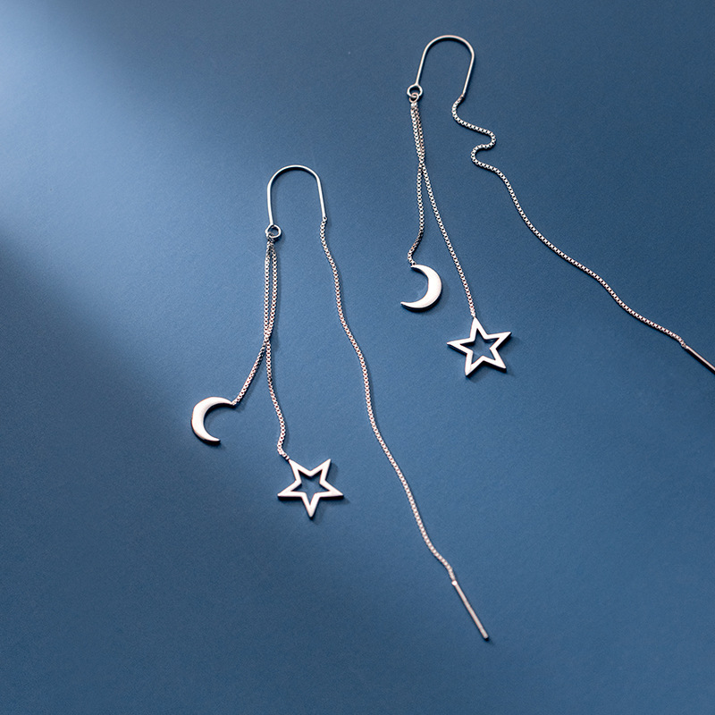 1 Pair Streetwear Star Moon Plating Metal Earrings display picture 4