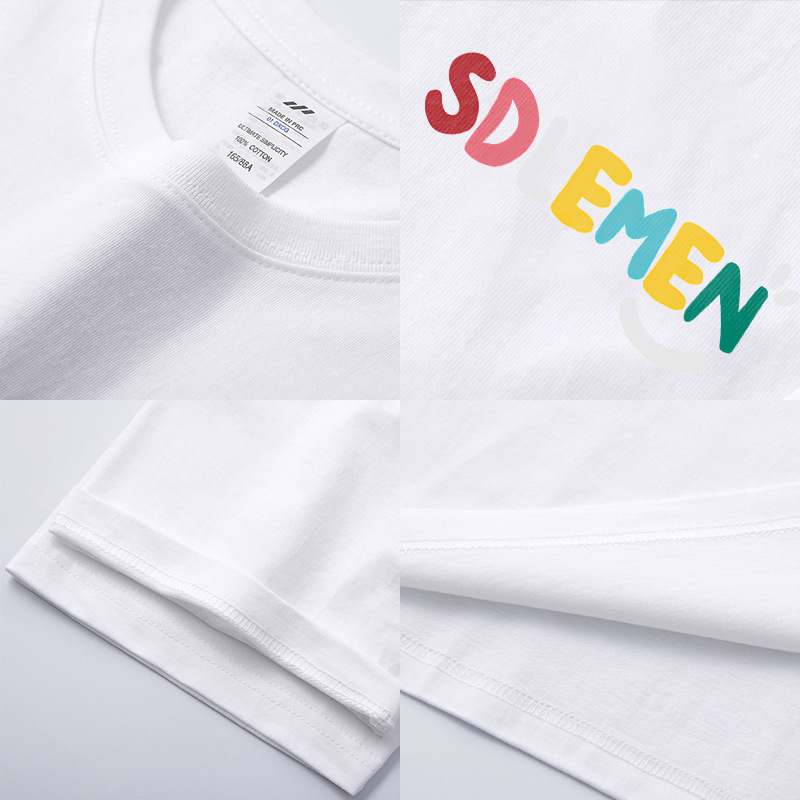Huiben 紳士服カラフルな手描きの文字半袖メンズ純綿夏の新しいストリートカジュアルトップス Tシャツ卸売|undefined