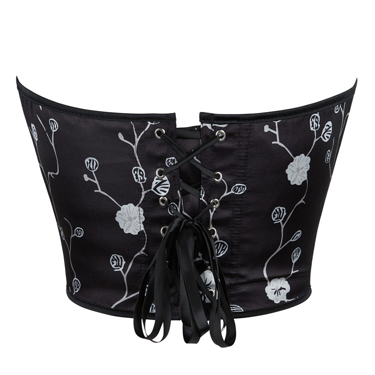 Impresión negra sexy sin correa de hombro para limpiar el pecho sexy corte corte vestimenta de forma Amazon temu transfronterizo