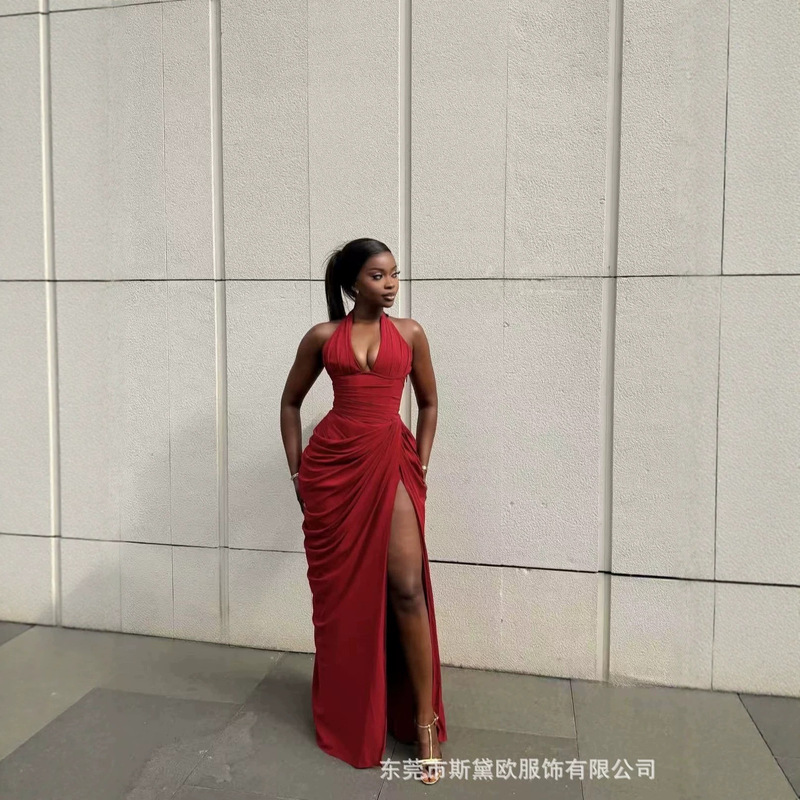 Sdm243 Stylish Halter Neck New Hot Girl Tube Top Slit Dress 2026 New Foreign Trade Wholesale Supply Sdm243 Stylish Halter Neck New Hot Girl Tube Top Slit Dress 2026 New Foreign Trade Wholesale Supply
