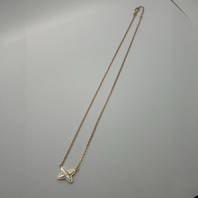 精工版交叉白贝母项链女高版本V金18K锁骨链批发厂家直销代发精工|undefined