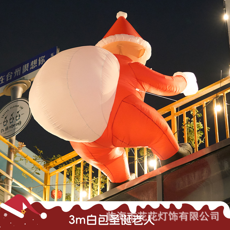 Decoración navideña dibujos animados Papá Noel escalada pared molde inflable atmósfera decoración navideña accesorios colgantes al aire libre