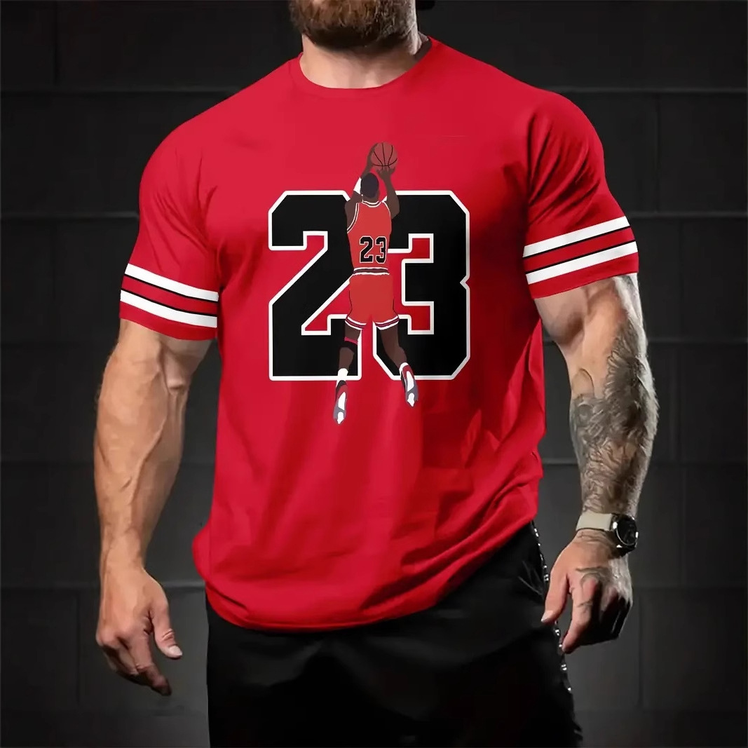 Deportes malla suelta manga corta cuello redondo camiseta baloncesto No. 23 impresión 3D fábrica ventas directas AliExpress transfronterizo