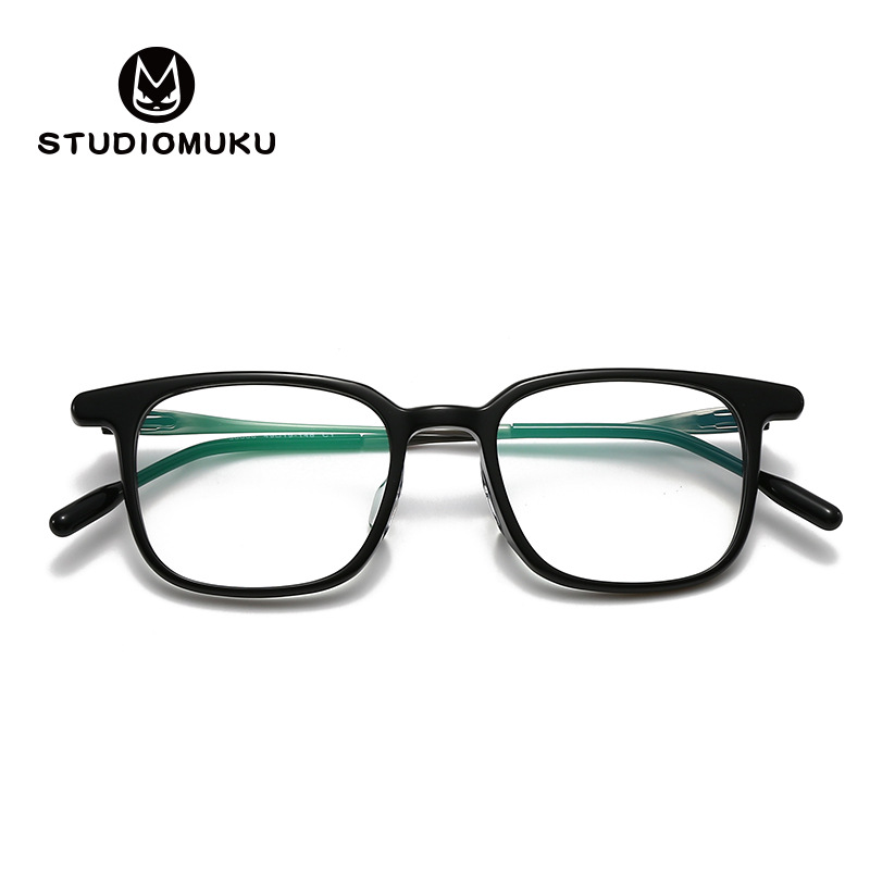 Gafas de madera STUDIOMUKU Marco de gafas de marco cuadrado inesperado Marco de gafas de placa de textura hecha a mano