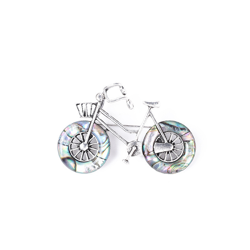 Inlay Design Retro Style Retro Pin Bicycle Alloy Inlay Shell Women's Brooches
