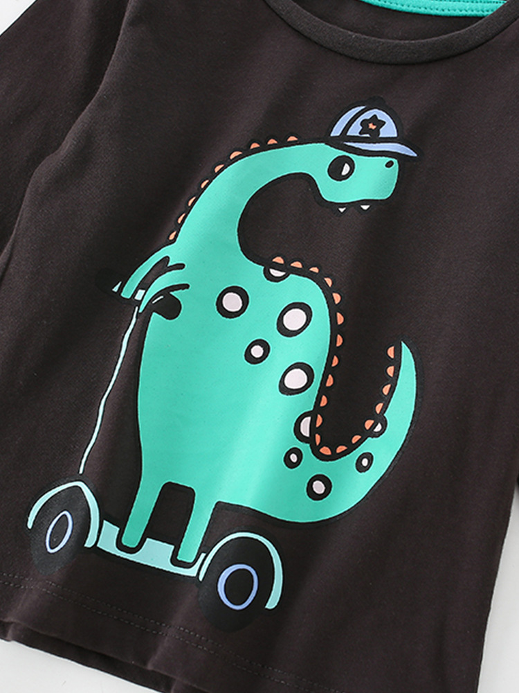 Malwee camiseta de niño otoño nuevo estilo europeo y americano impresión casual de cuello redondo de manga larga camiseta de base para niños