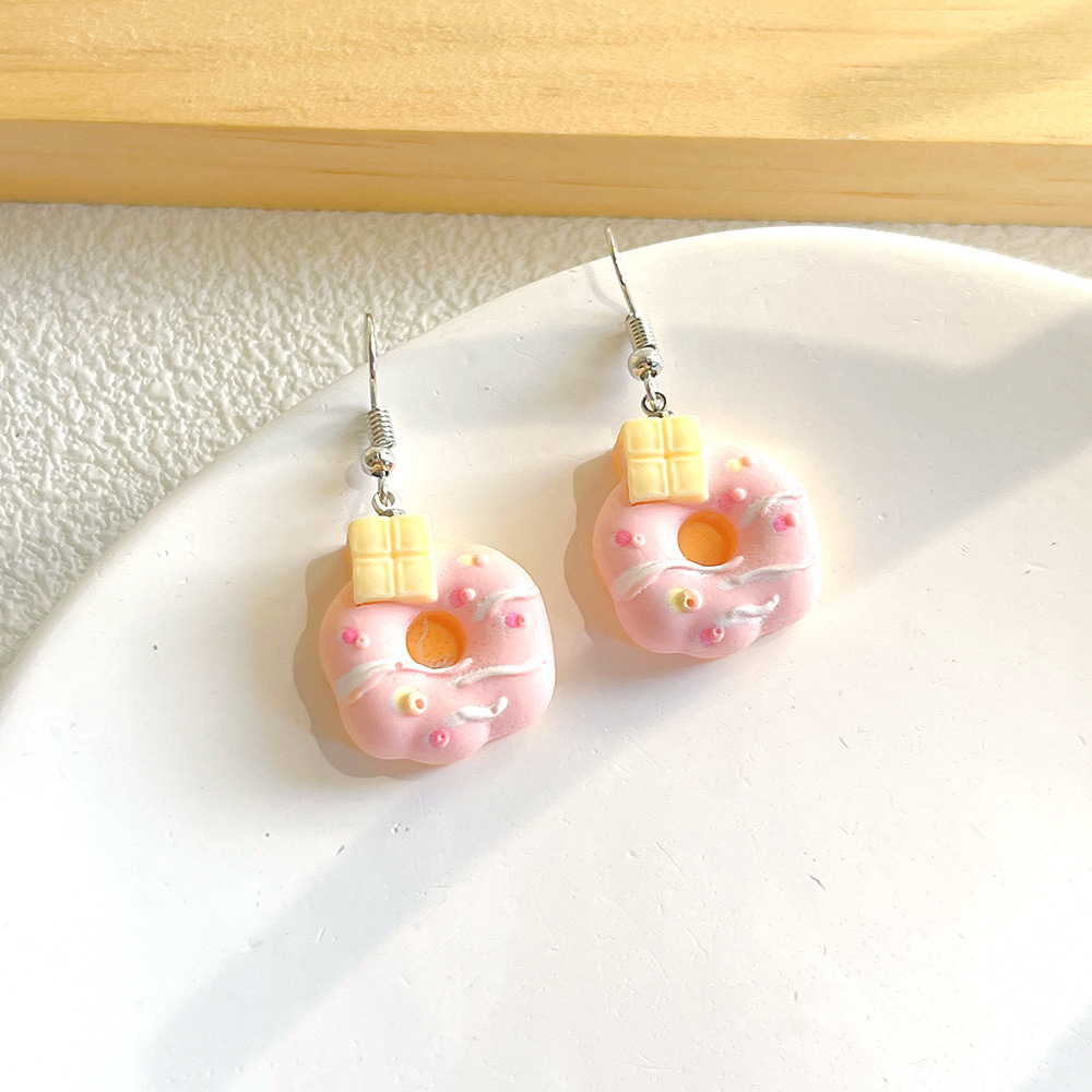 1 Pair Cute Donuts Resin Drop Earrings display picture 5