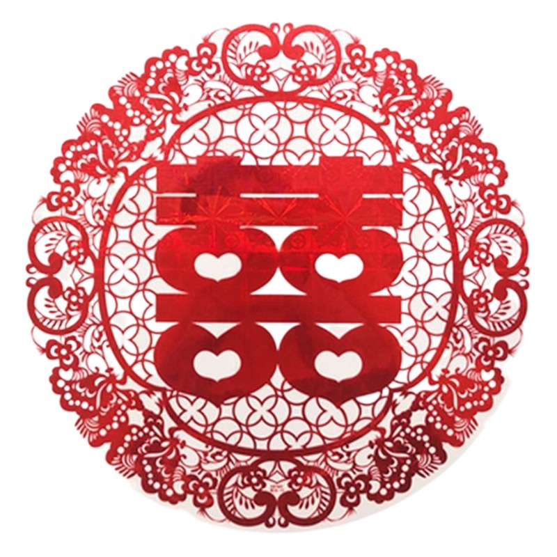 Venta al por mayor boda nudo engrosado láser XI carácter electrostático pegatinas estática Xi pared pegatinas ventana flor 30cm10 hojas/bolsa