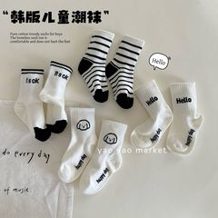 儿童袜子春秋新款中筒条纹小狗男童韩版ins卡通潮袜女童学生棉袜