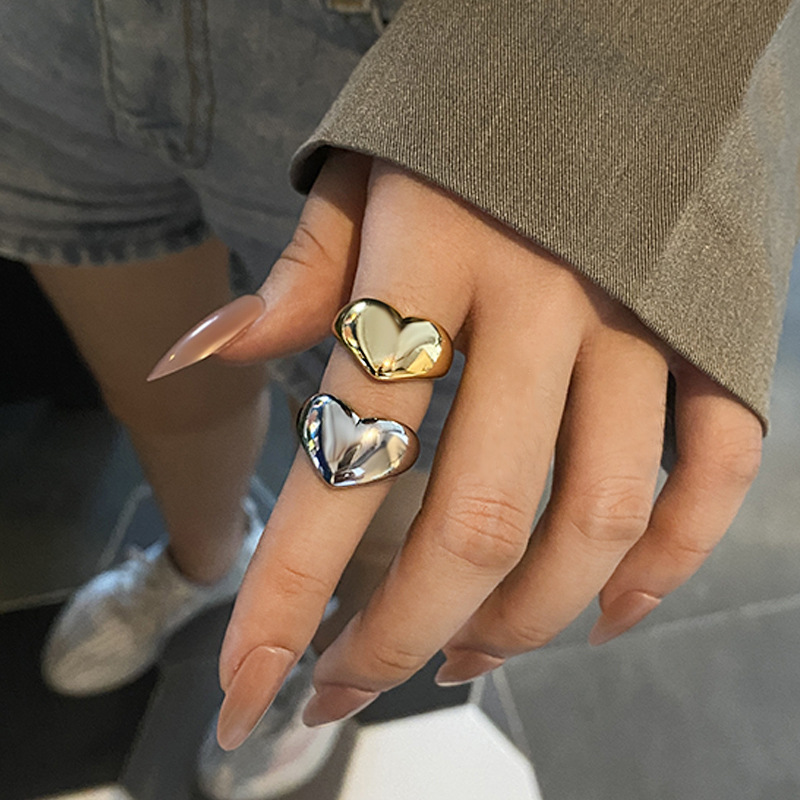 Alloy Material Lady Streetwear Heart Shape Alloy Women's Rings