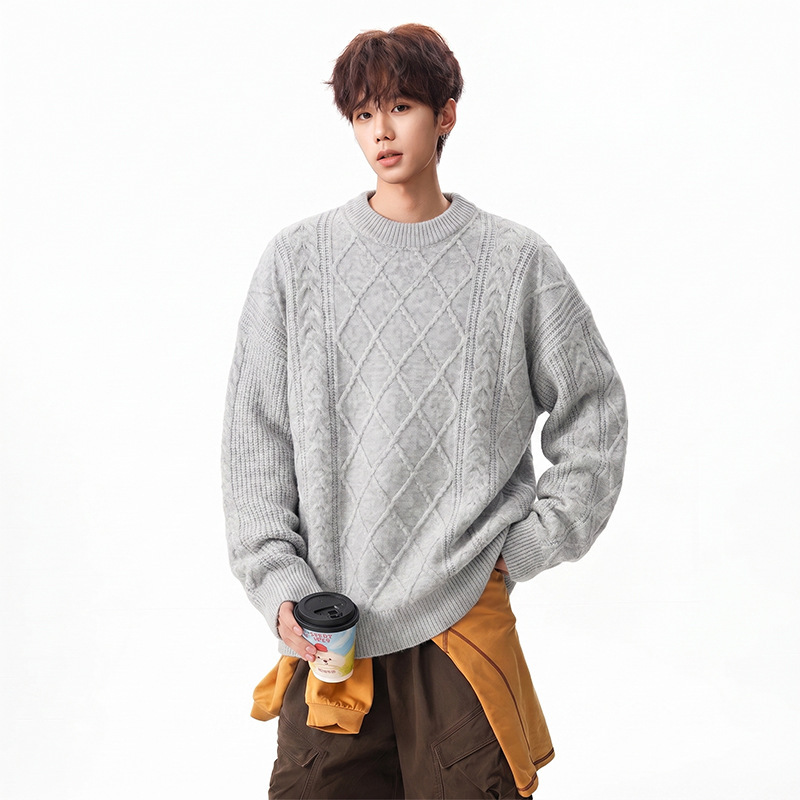 Men's Knitted Sweater 2006 New Autumn/Winter Wool Solid Color Men's Versatile Loose Casual Coat