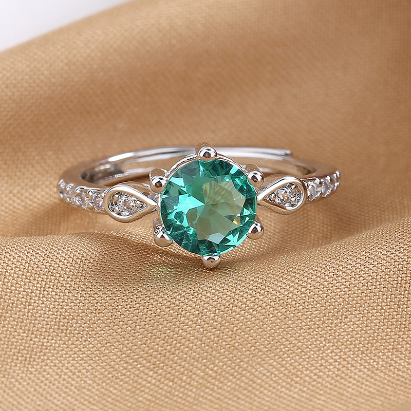 Adjustable Ring Size Fashion Round Copper Inlay Zircon Rings