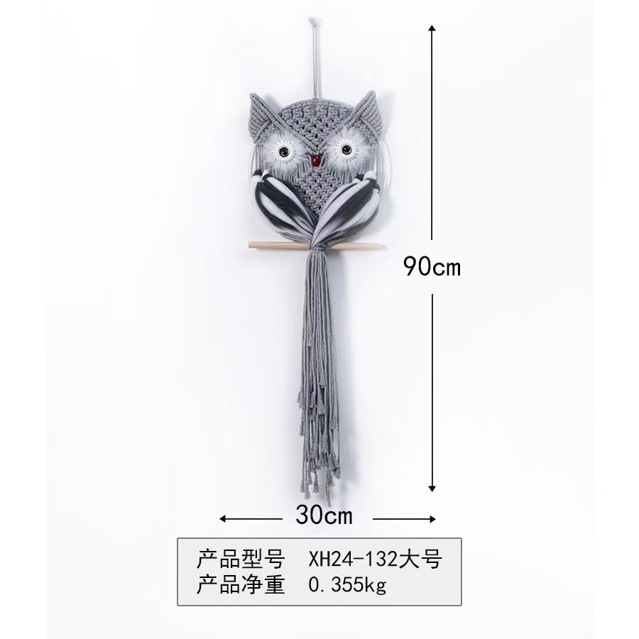 Cuerda de algodón tejido a mano colgante de búho tapices de pared creativos bohemios adornos de decoración del hogar de estilo nórdico