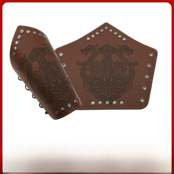 Nordic Viking style embossed double dragon wrist guard medieval knight style hand guard COSPLAY stage props