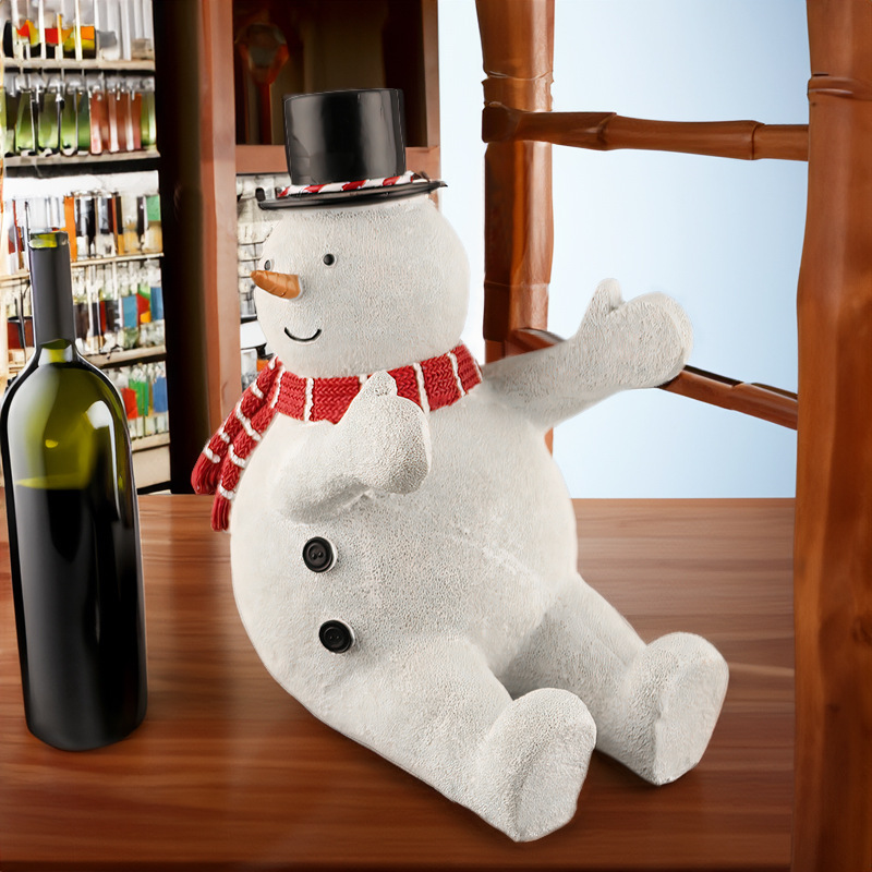  new creative Nordic Christmas Snowman bear resin wine rack decoration living room dining table wine cabinet decoration
