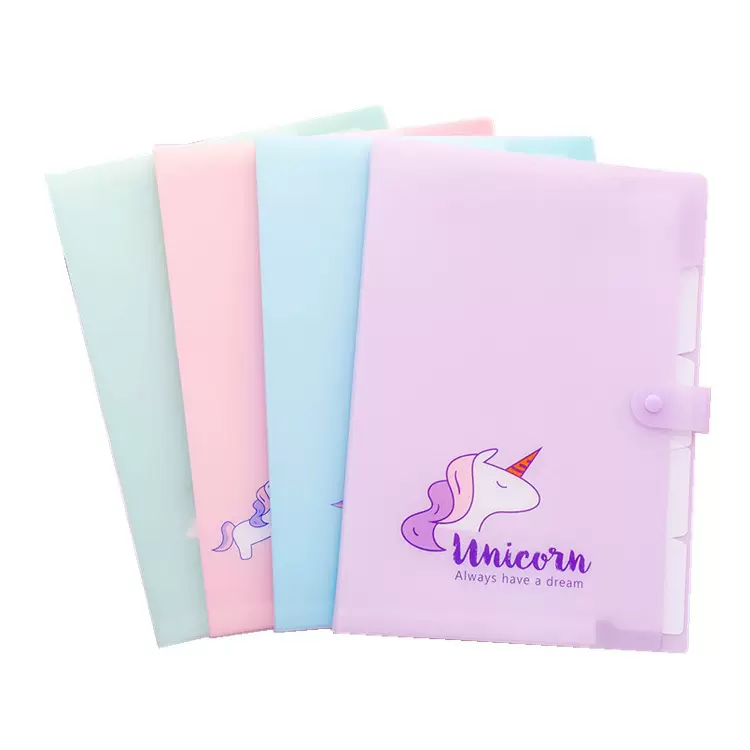 韩国创意新款独角兽办公商务文件夹学生资料册多层A4批发文件夹