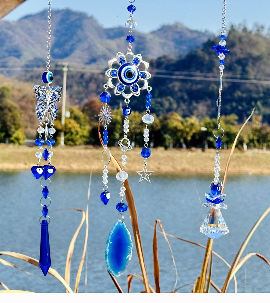 Moon, Butterfly Pattern Simple Style, Shiny Style Simple Style Shiny Moon Butterfly Artificial Crystal Glass Suncatcher Wind Chime Wall Art