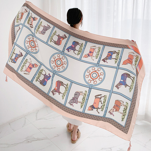 Carefully selected new Internet celebrity thickened retro ethnic style sun protection shawl for travel and photo shooting versatile cotton and linen scarf for women