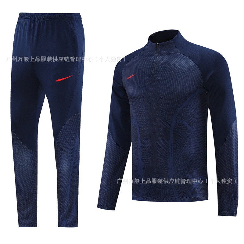 NB半拉链冬装长袖长裤套装训练俱乐部基础足球服球衣长拉logo外贸|undefined