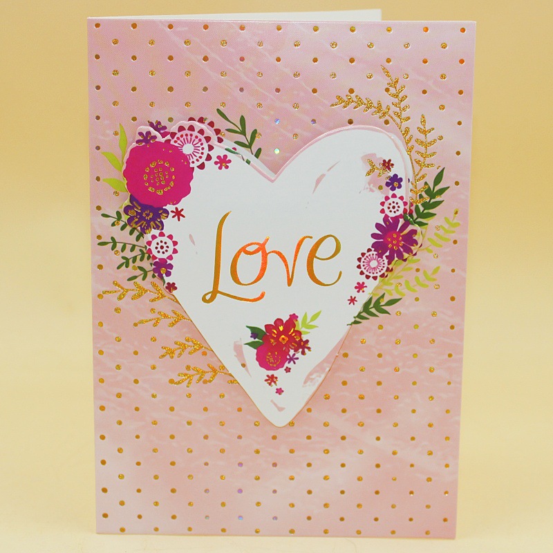 新款创意情人节平卡高档立体贴片设计爱心图案赠送祝福卡