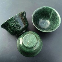 玉碗贵州翠8.5cm茶碗 中式观赏收藏玉石碗玉摆件鲁山玉杯礼品
