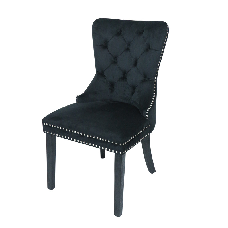 Silla de comedor de hotel de tela de estilo europeo silla de madera maciza de respaldo suave bolsa respaldo hebilla occidental restaurante comedor Silla de ocio al por mayor