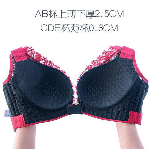 Sexy large size front button lace beautiful back summer thin big breasts slimming adjustable push-up bra without wire rings