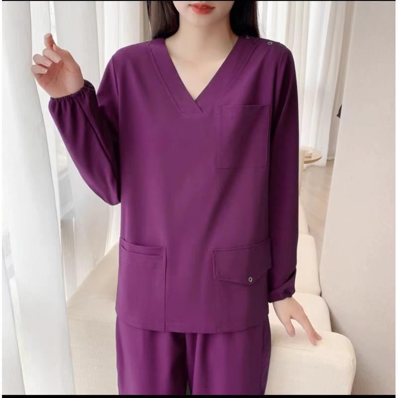 手洗い服女性男性長袖弾力速乾秋冬医師口腔ベルベット厚手服ブラシ手作業服|undefined