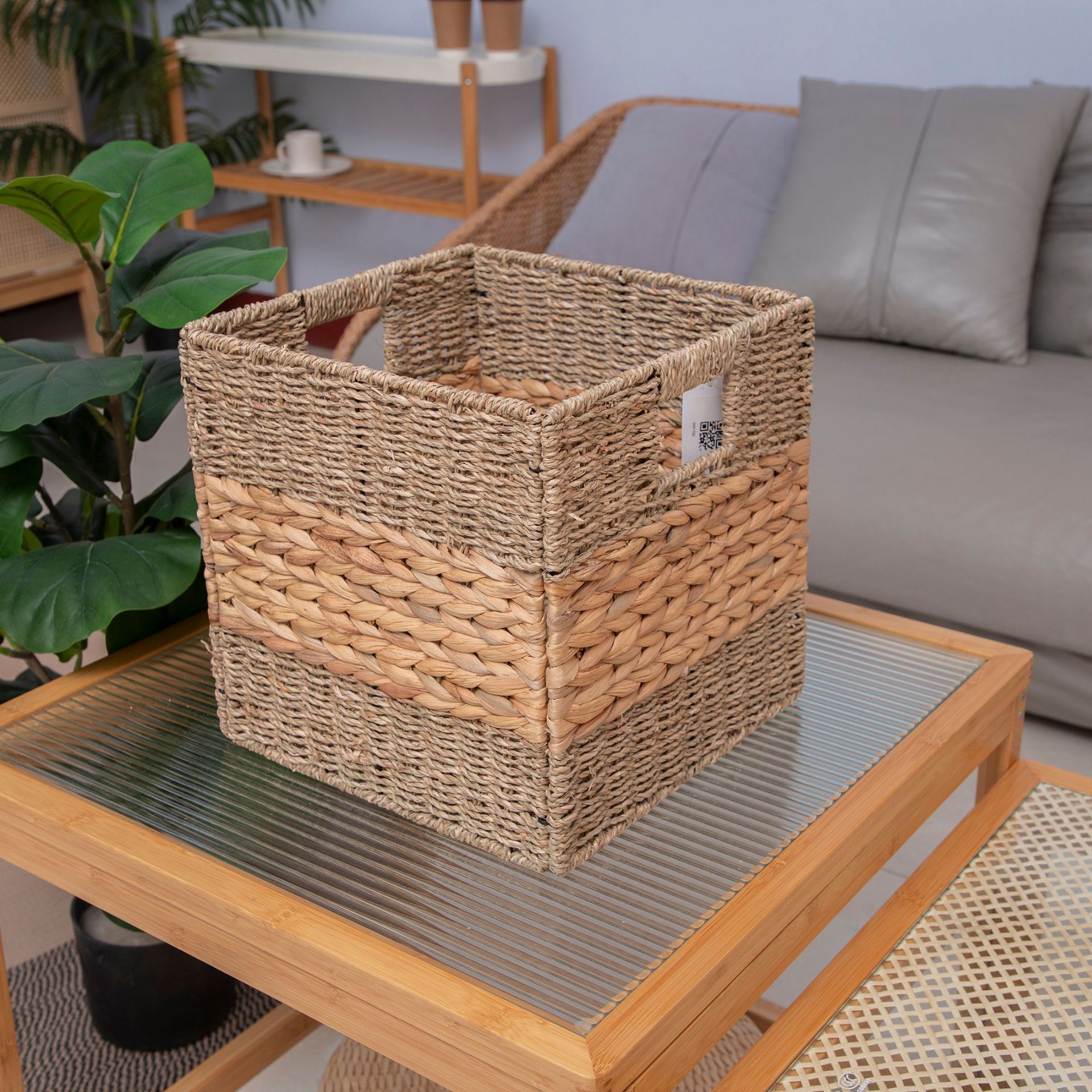 Cesta de ropa sucia tejida de paja de calabaza casera tejida a mano cesta de almacenamiento cesta de lavandería de baño cesta de almacenamiento de artículos diversos plegables