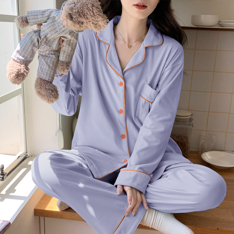 Amazon Autumn and Winter New Pajamas Women's Velvet Warm suit Cardigan Lapel Two-piece Outfit Home Clothes