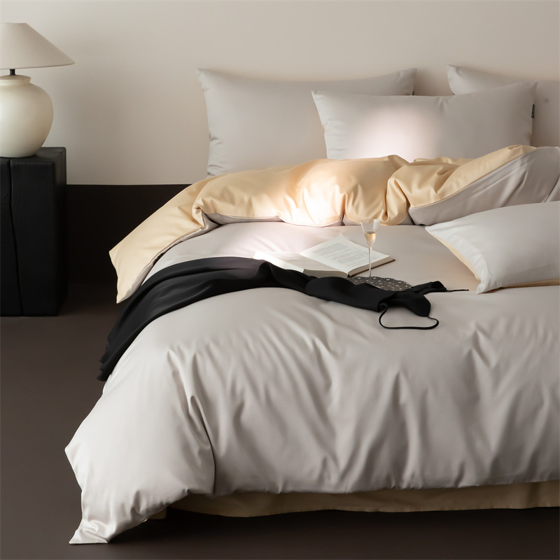 Cuatro estaciones Nantong algodón conjunto de cuatro piezas de color sólido lujo ligero alto sentido 60 algodón de lana larga delgado lujo ligero