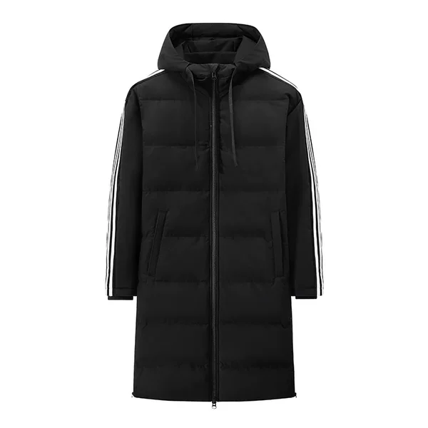 Thickened and lengthened over-the-knee Zhongshan cotton coat for men, 2026 new model, large size, autumn and winter, thickened, warm, casual, hooded cotton jacket