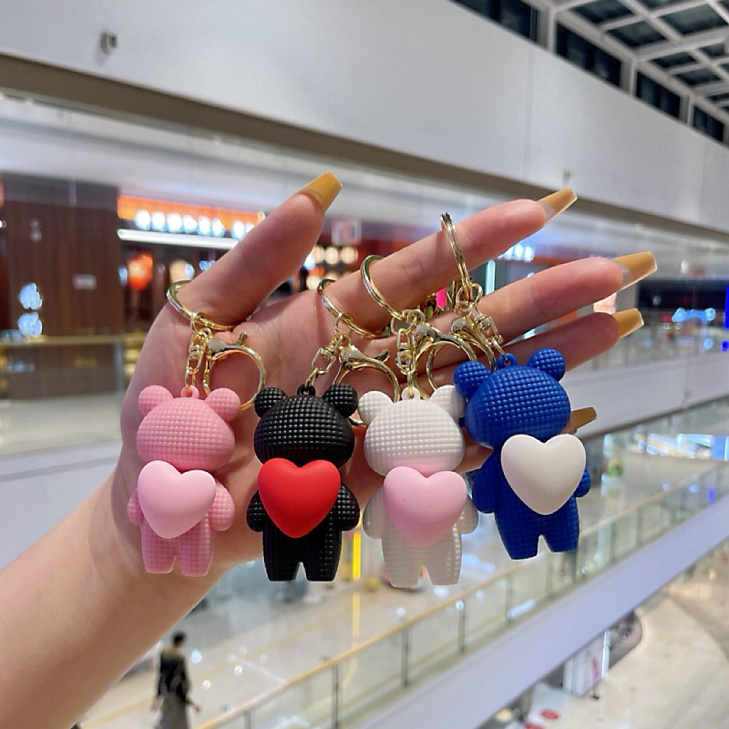 Peluche a forma di cuore con orsetto per bambine, ciondolo carino con squisita celebrità di Internet, decorazione per zaino, portachiavi per auto_voghion.com