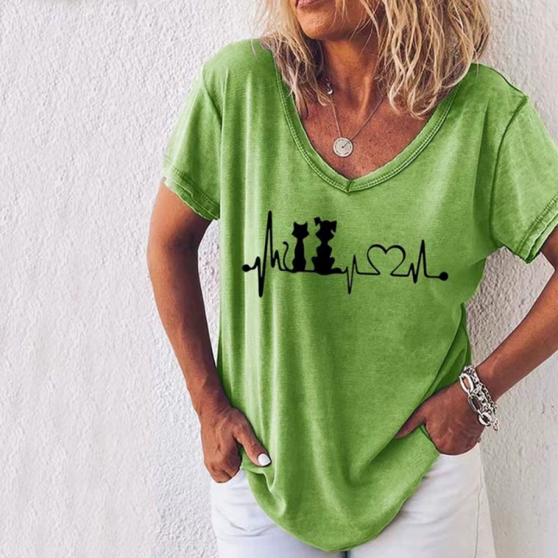 Women's positioning printed T-shirt top