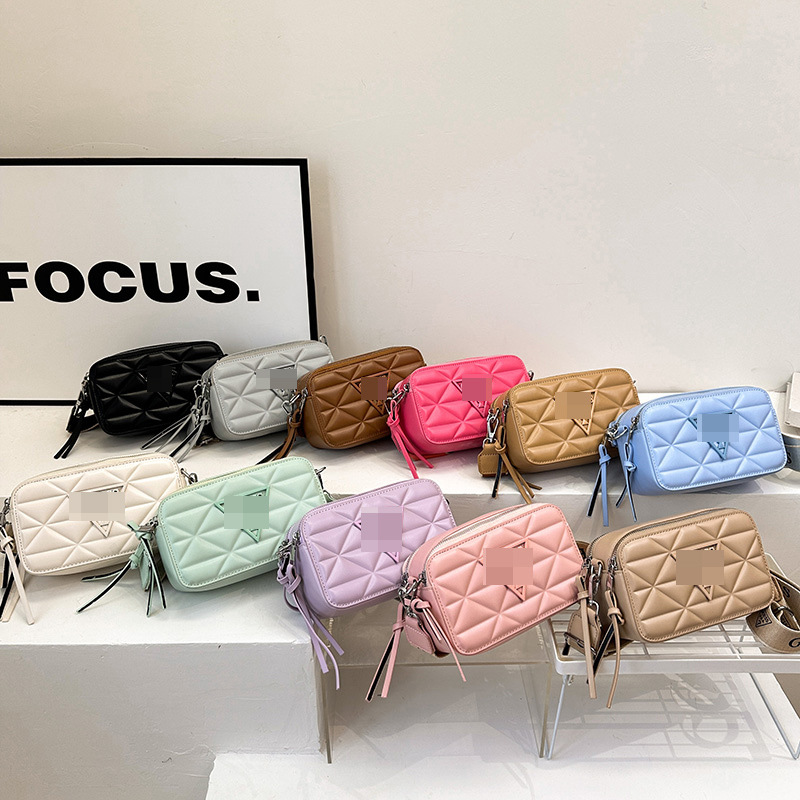 Bolso bandolera transfronterizo tendencia de moda femenina bolso de cámara de todo fósforo sentido de alta gama casual correa de hombro con bordado de rombo pequeño bolso cuadrado