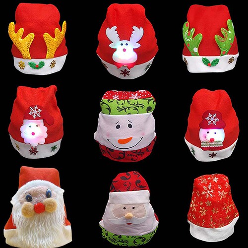 Christmas hat luminous Christmas hat children's antler hat elderly gold velvet adult non-woven common hat decoration