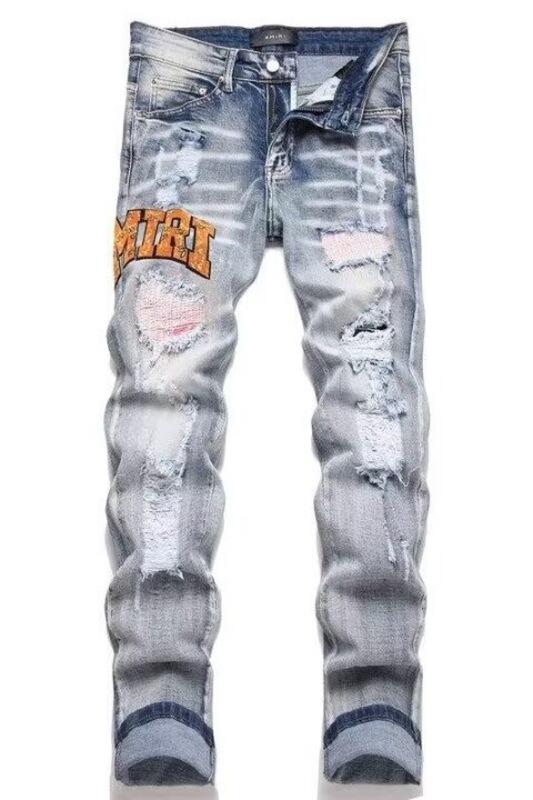 Street Hip-Hop Designer American High Street Splash Ink Retro Trendy Personalized Men's Tight Jeans Stretch Slim Pants
