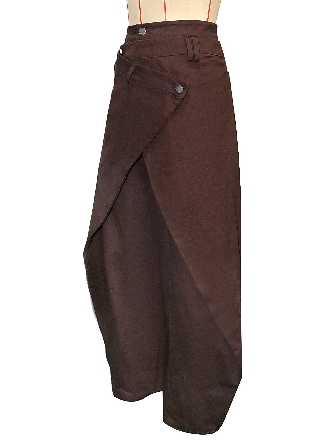 Women's Clothing Retro High-Waisted Wide Leg Pants Irregular Crossover Metal Buckle Slimming Flowing Trousers For Women Hot Girl Style_mkmklike.com