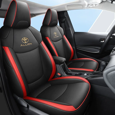 Toyota Asia Lion Special Car Seat Cushion All Seasons Surrounded Five Seats One Car One Edition Seat Cover (Modelə uyğun (Original) oturacaq örtükləri) - black-red-full-leather-standard-version-remarks-model-year-all-inclusive-rear