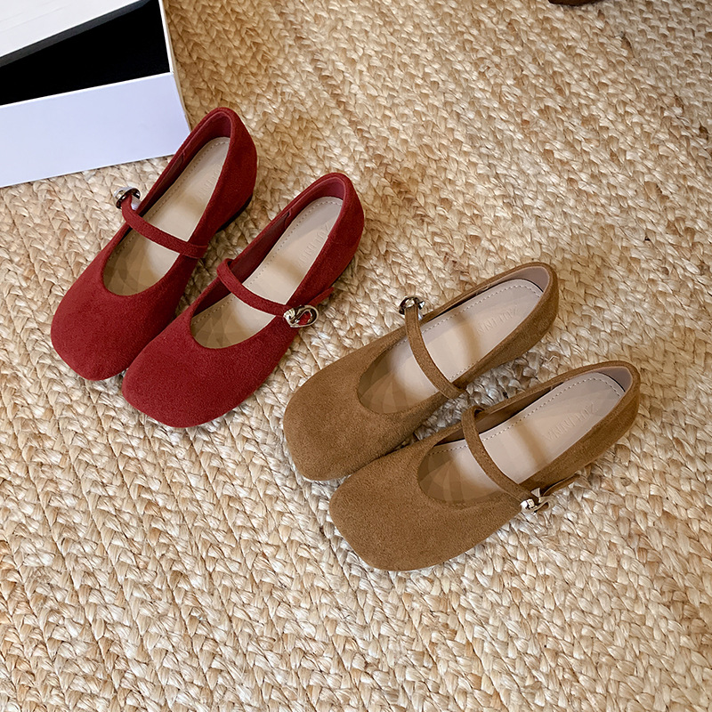 5cm Version of Women's Flats Shoes with Increased Height, Flats Soles, Gentle Elegant, One-Strap Women's Shoes, Ballet Mary Jane Shoes