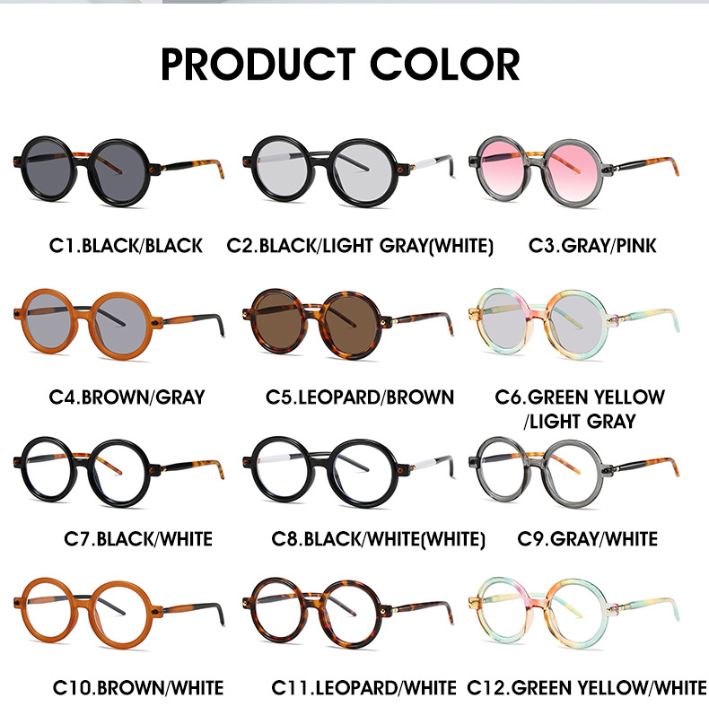 Casual Fashion Solid Color Ac Round Frame Full Frame Women's Sunglasses display picture 2