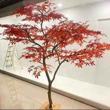 红枫树仿真树室内大型禅意景观楼梯口下造景装饰摆件枫叶假树干景