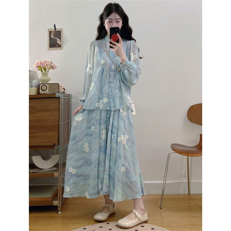 开春穿搭一整套微胖mm新中式温柔少女气质减龄别致漂亮连衣裙套装|undefined