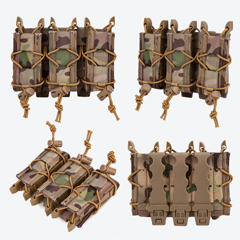 Tiger Style Short 9mm Triple Quick-Draw Functional Clip Knife Holster Molle Mounted Tactical Girdle Vest Flashlight Holster