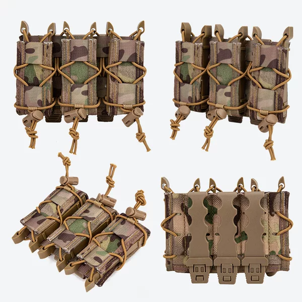 Tiger Style Short 9mm Triple Quick-Draw Functional Clip Knife Holster Molle Mounted Tactical Girdle Vest Flashlight Holster