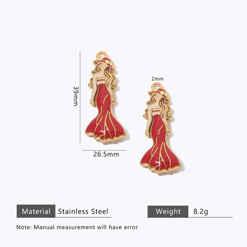 ファッションガールシリーズステンレス鋼ペンダントハイヒール靴口紅バッグエナメルカラー DIY ネックレスブレスレットアクセサリー|undefined