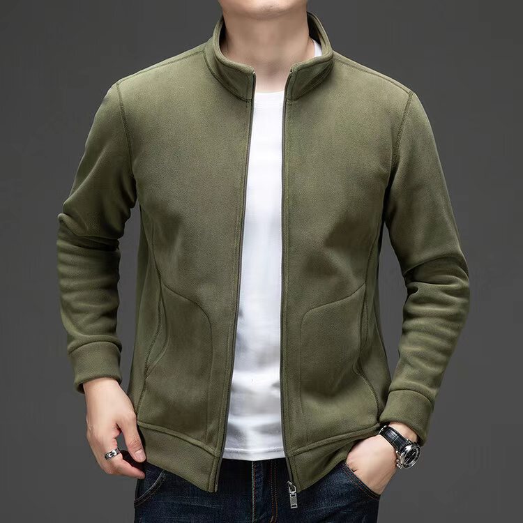 Autumn and winter New Olympic fleece men's jacket young and middle-aged fashion sweater fleece-lined dad wear casual zipper men's top Autumn and winter New Olympic fleece men's jacket young and middle-aged fashion sweater fleece-lined dad wear casual zipper men's top